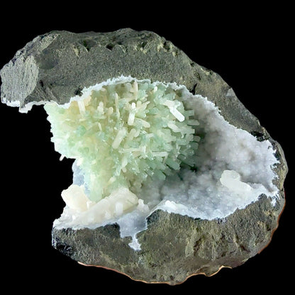 RARE Green Natrolite with Stilbite on Chalcedony | SELF STANDING | Indian Mineral | Superb Minerals | Rare Minerals | Collectors Piece
