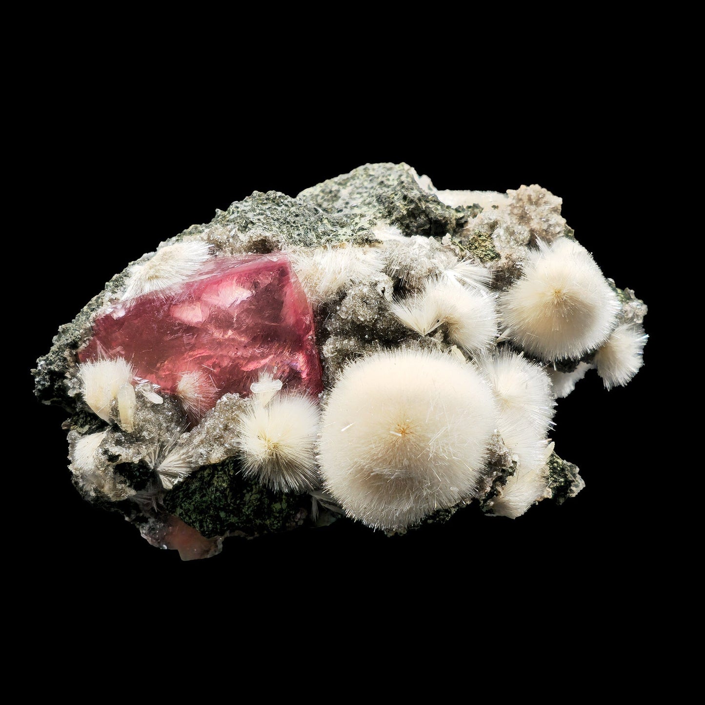 Rare Huge Moldy Raspberry Calcite with Mesolite Natural Mineral Specimen.  # GG5