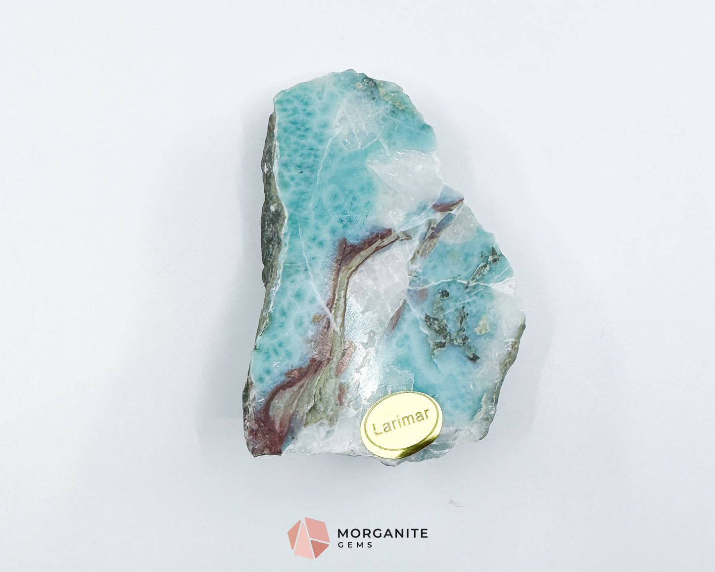 Raw Larimar with One Polished Side No. 18 | Rare Stone of Atlantis Crystal from the Dominican Republic for Emotional Healing & Calm Communication