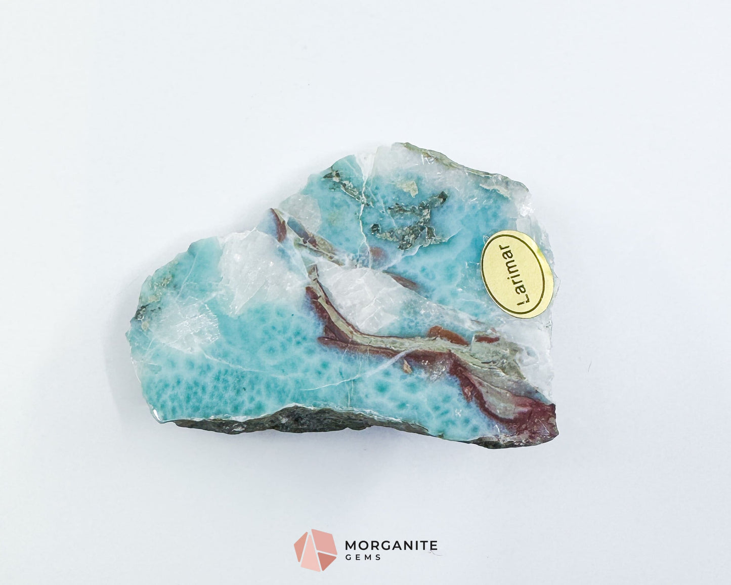 Raw Larimar with One Polished Side No. 18 | Rare Stone of Atlantis Crystal from the Dominican Republic for Emotional Healing & Calm Communication