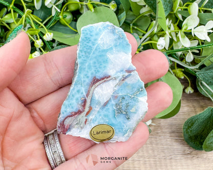 Raw Larimar with One Polished Side No. 18 | Rare Stone of Atlantis Crystal from the Dominican Republic for Emotional Healing & Calm Communication