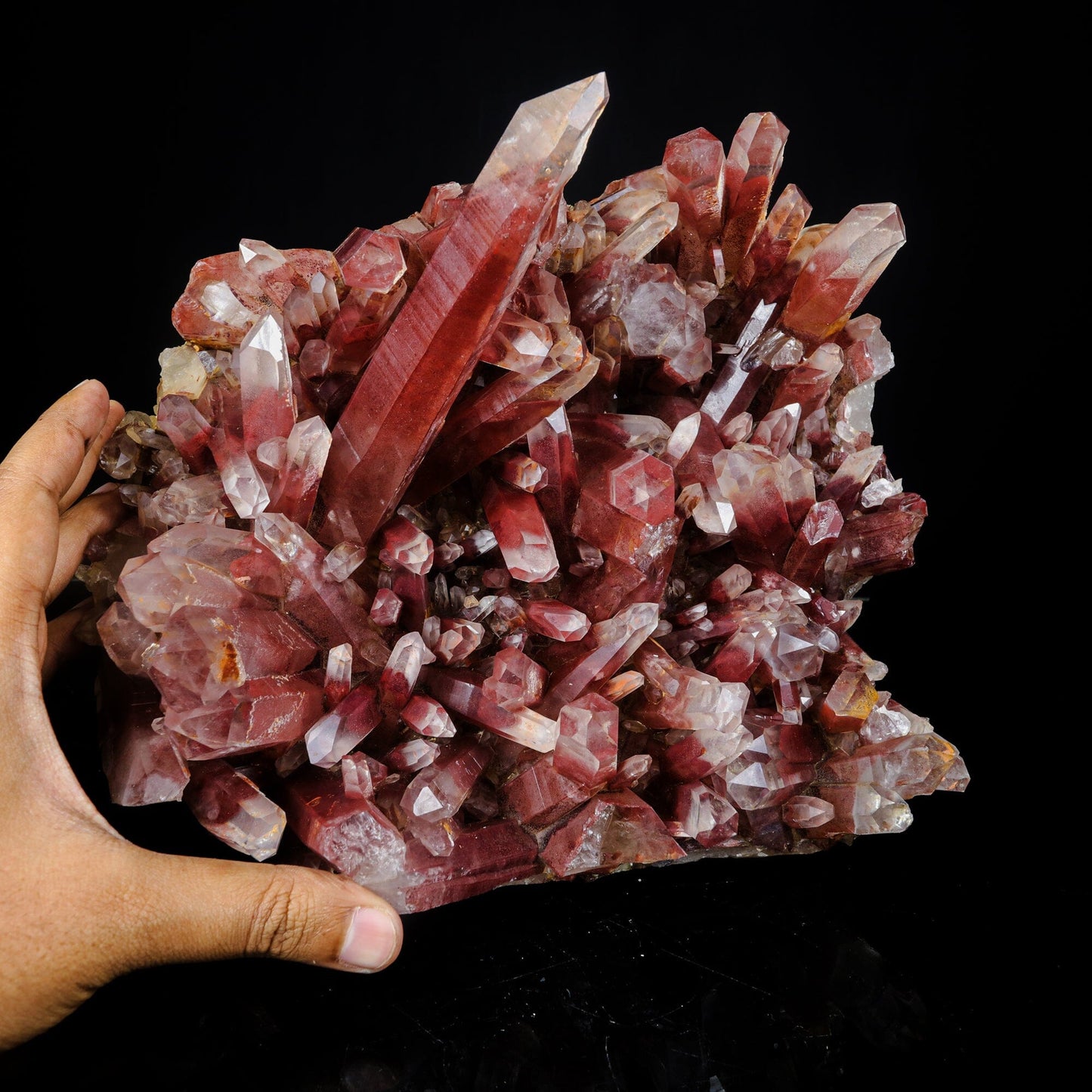 Red Phantom Quartz Cluster Natural Mineral Specimen USA # B 7053