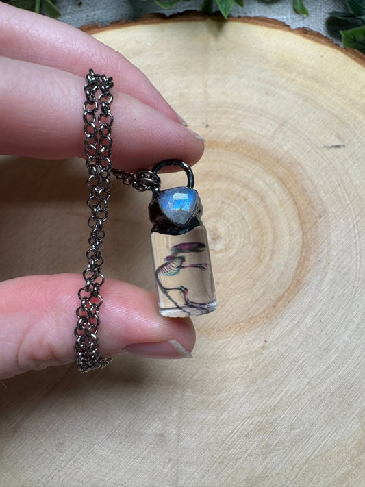 Resin Diaphonized Rat and Moonstone Necklace
