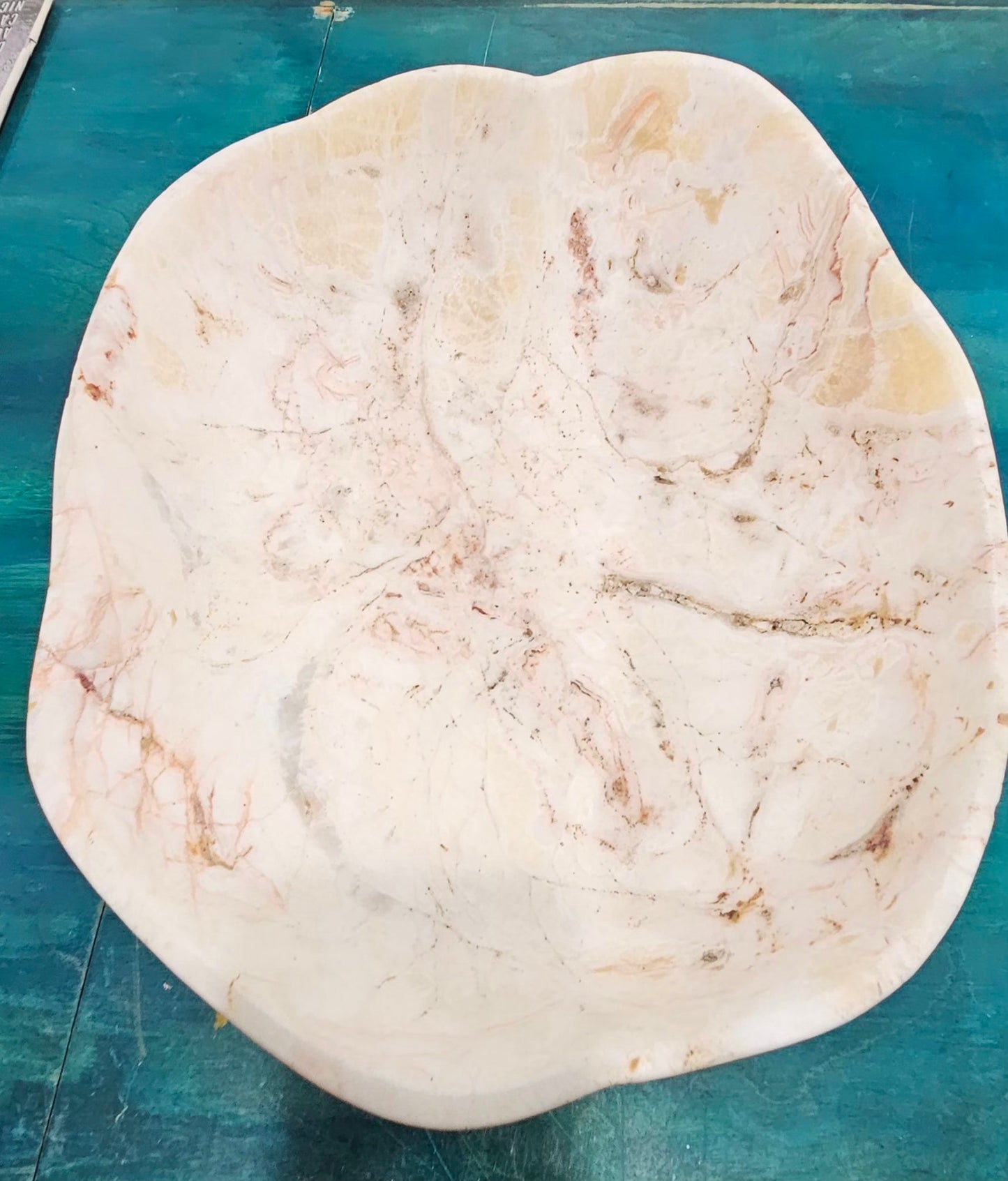 Extra-Large Hand-Carved Onyx Bowl – Natural Stone Centerpiece – 17.25"