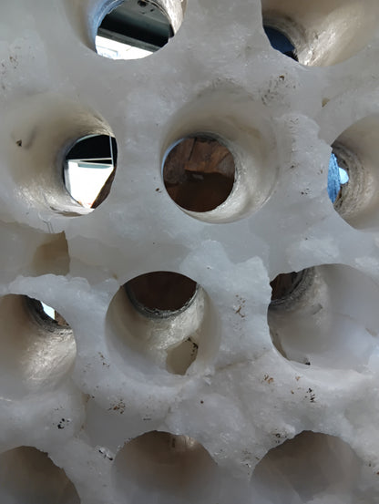 White Onyx Wine Holder – 15 Bottle Stone Rack | Natural Sculptural Wine Storage