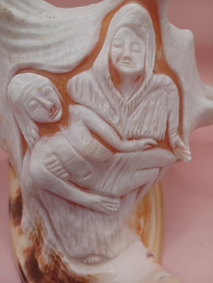 Hand Carved Yellow Helmet Shell – 7.8" Natural Cassis Cornuta