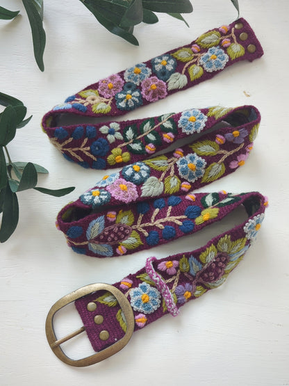 Wildberry Embroidered Wide Belt