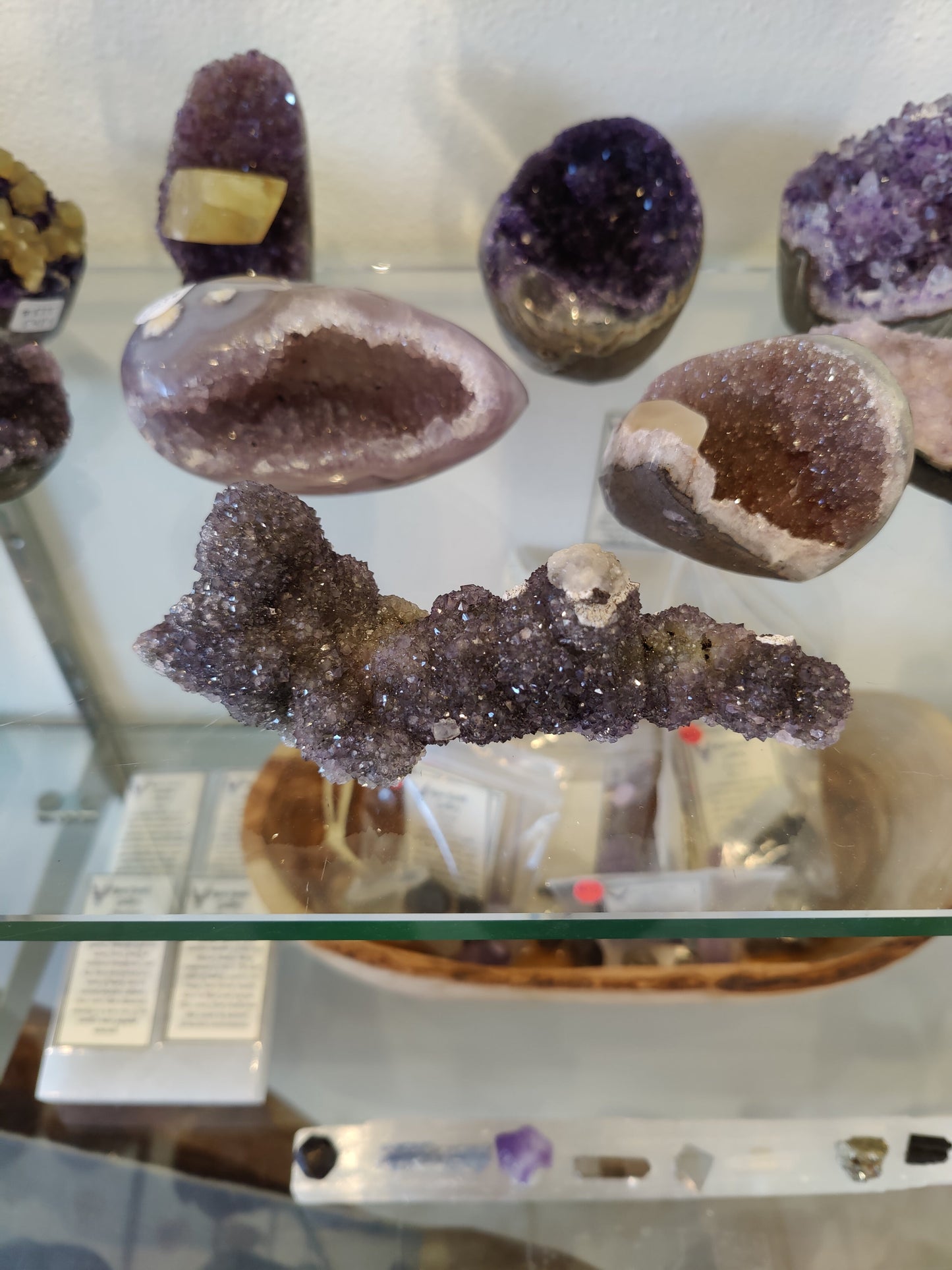 Amethyst Stalactite Formation with Calcite Inclusion Sculpture