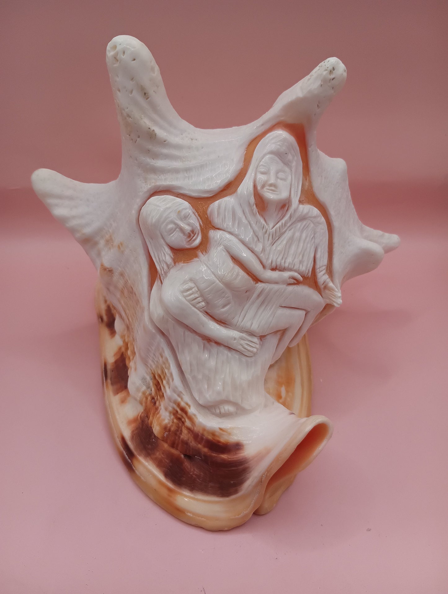 Hand Carved Yellow Helmet Shell – 7.8" Natural Cassis Cornuta