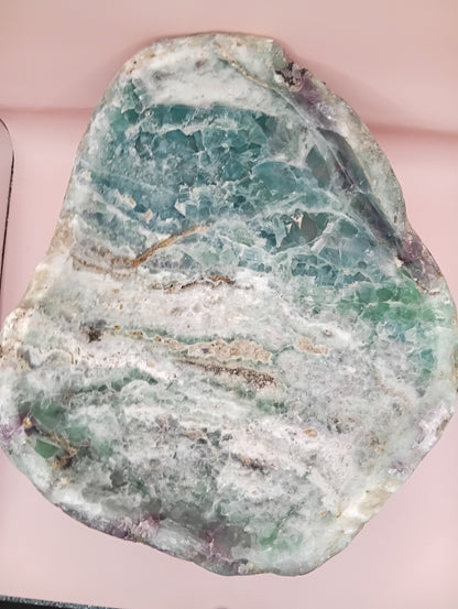 Carved Natural Fluorite Bowl – 11.75" x 5.5" x 10.5" – Handcrafted Gemstone Decor