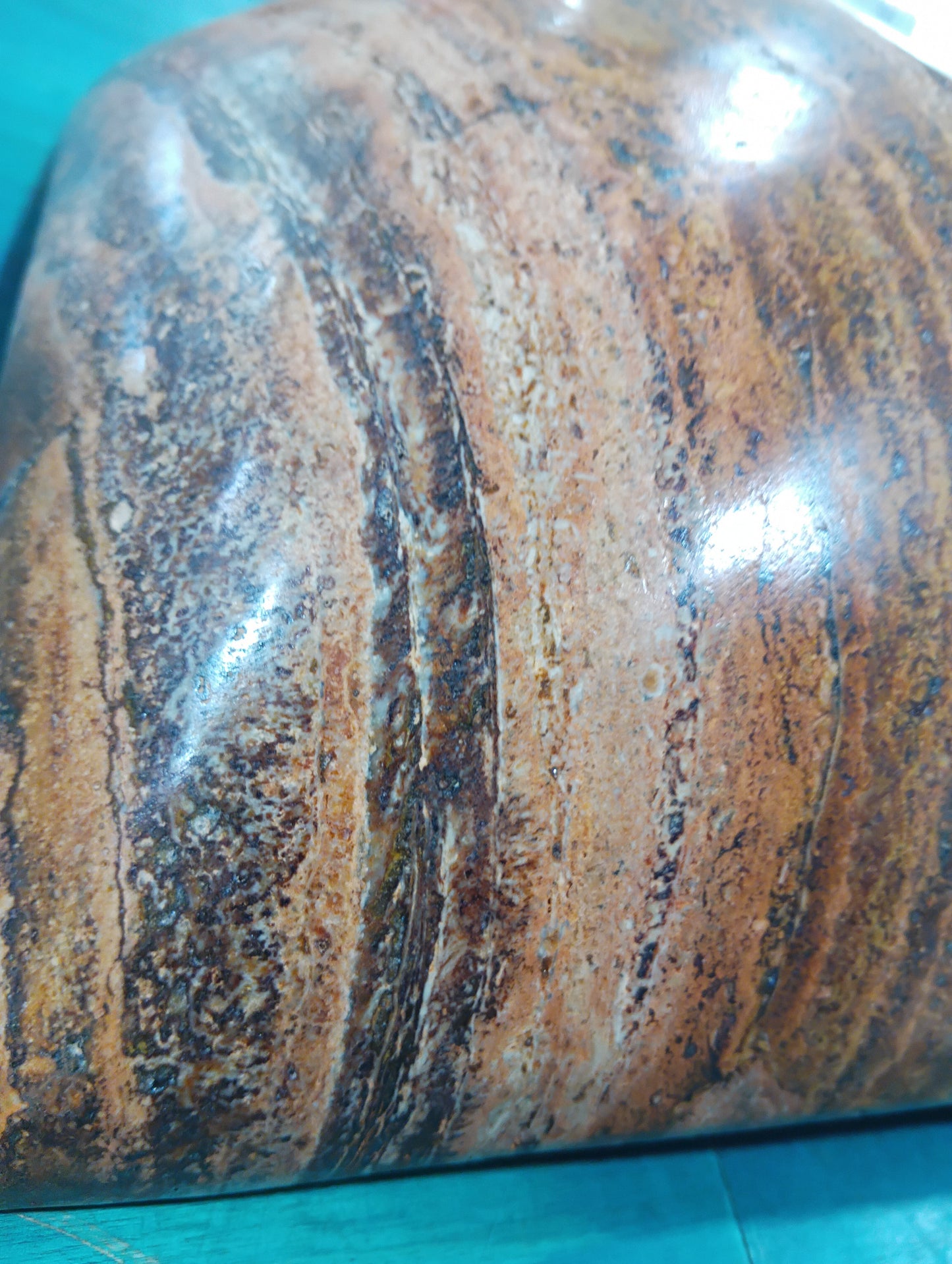 Rust Onyx Rectangle Bowl – 15.75" Decorative Stone Centerpiece – Natural Polished Onyx