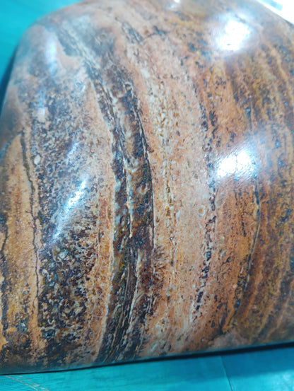 Rust Onyx Rectangle Bowl – 15.75" Decorative Stone Centerpiece – Natural Polished Onyx