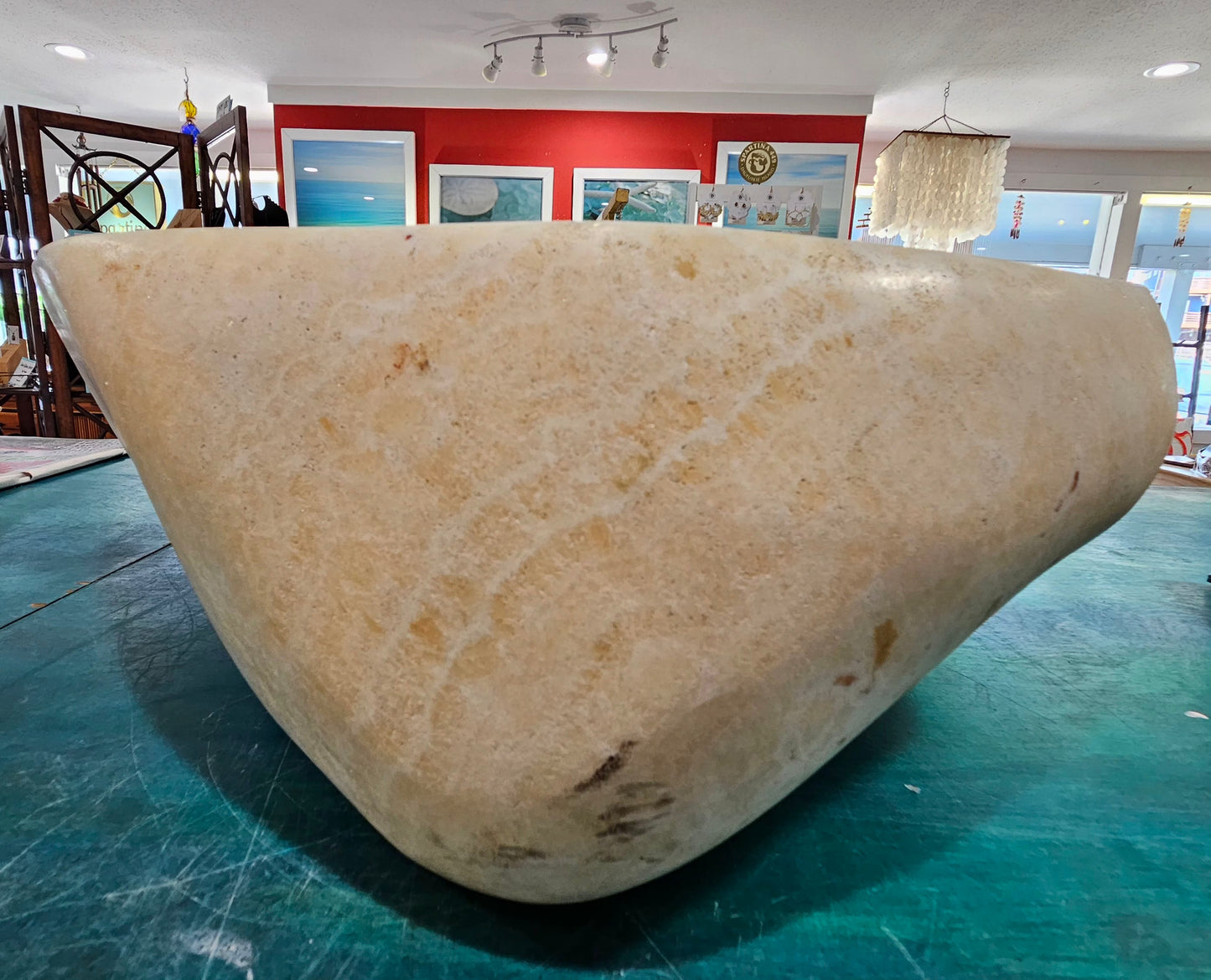 Massive Hand-Carved Onyx Bowl – Natural Stone Centerpiece – 20"