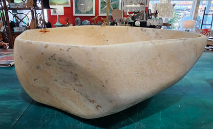 Massive Hand-Carved Onyx Bowl – Natural Stone Centerpiece – 20"