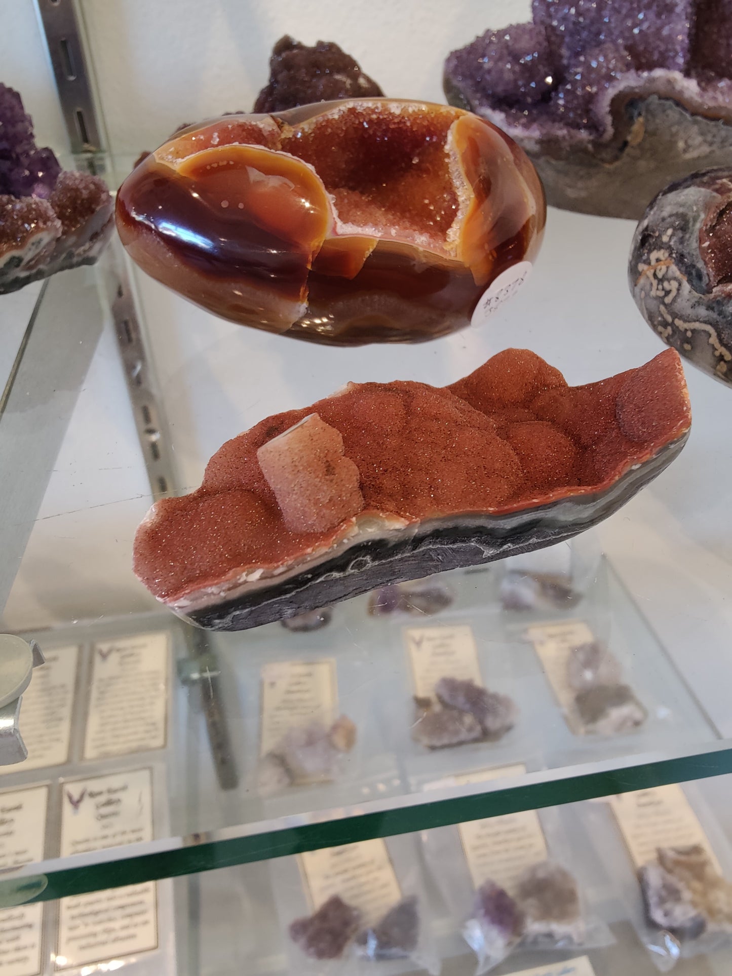 Amethyst Geode with Chalcedony Stalactite Formation Sculpture