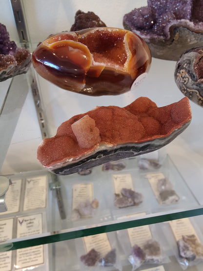 Amethyst Geode with Chalcedony Stalactite Formation Sculpture