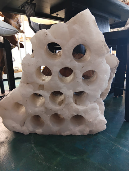White Onyx Wine Holder – 15 Bottle Stone Rack | Natural Sculptural Wine Storage