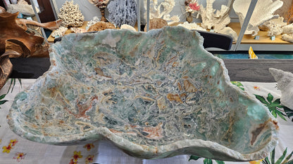 Large Hand-Carved Fluorite Bowl | Natural Crystal Centerpiece 30”