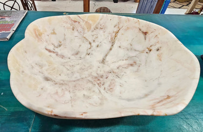 Extra-Large Hand-Carved Onyx Bowl – Natural Stone Centerpiece – 17.25"