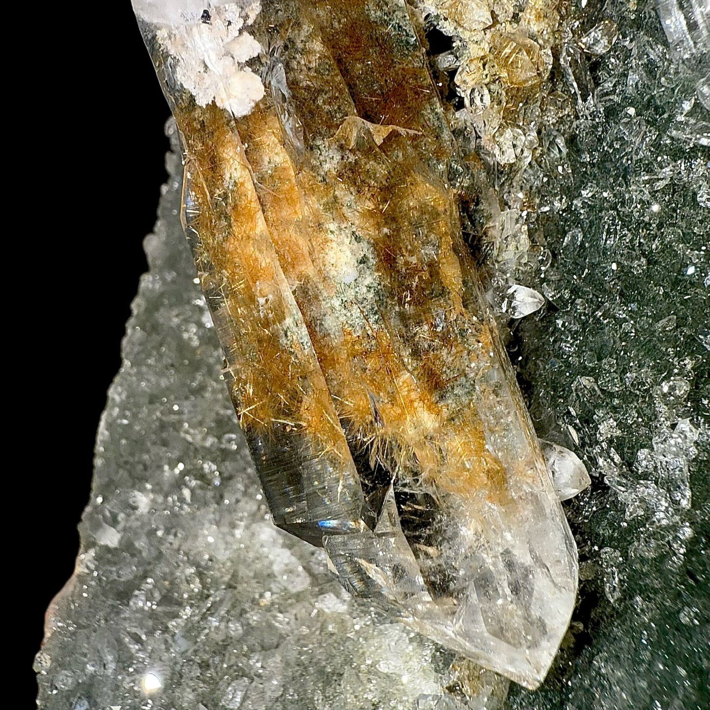 Rutile in Clear Quartz on Chlorite | SELF STANDING | High Quality Mineral | Indian Mineral | Superb Minerals | Collectors Piece