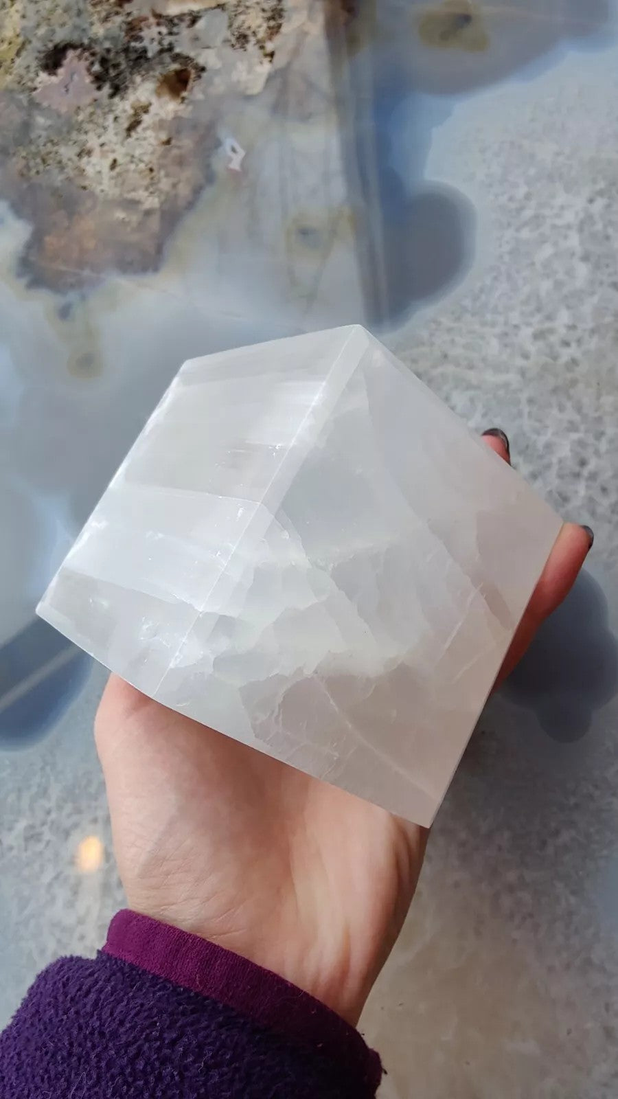 Selenite Standing Cube 7cm