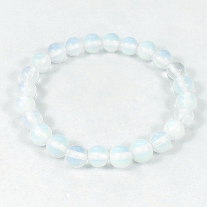 White Opalite Beaded Crystal Bracelet