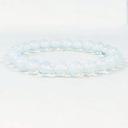 White Opalite Beaded Crystal Bracelet