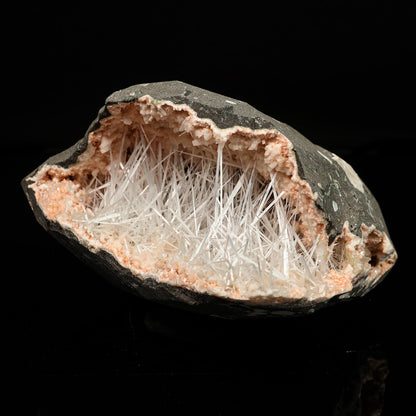Scolecite Spray in Heulandite Geode Natural Mineral Specimen # B 6764