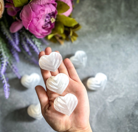 2" Selenite Shell Hearts