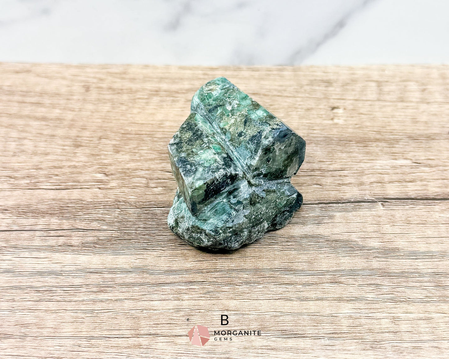 Semi-Polished Beryl Emerald in Feldspar and Biotite – Unique Mineral Specimen