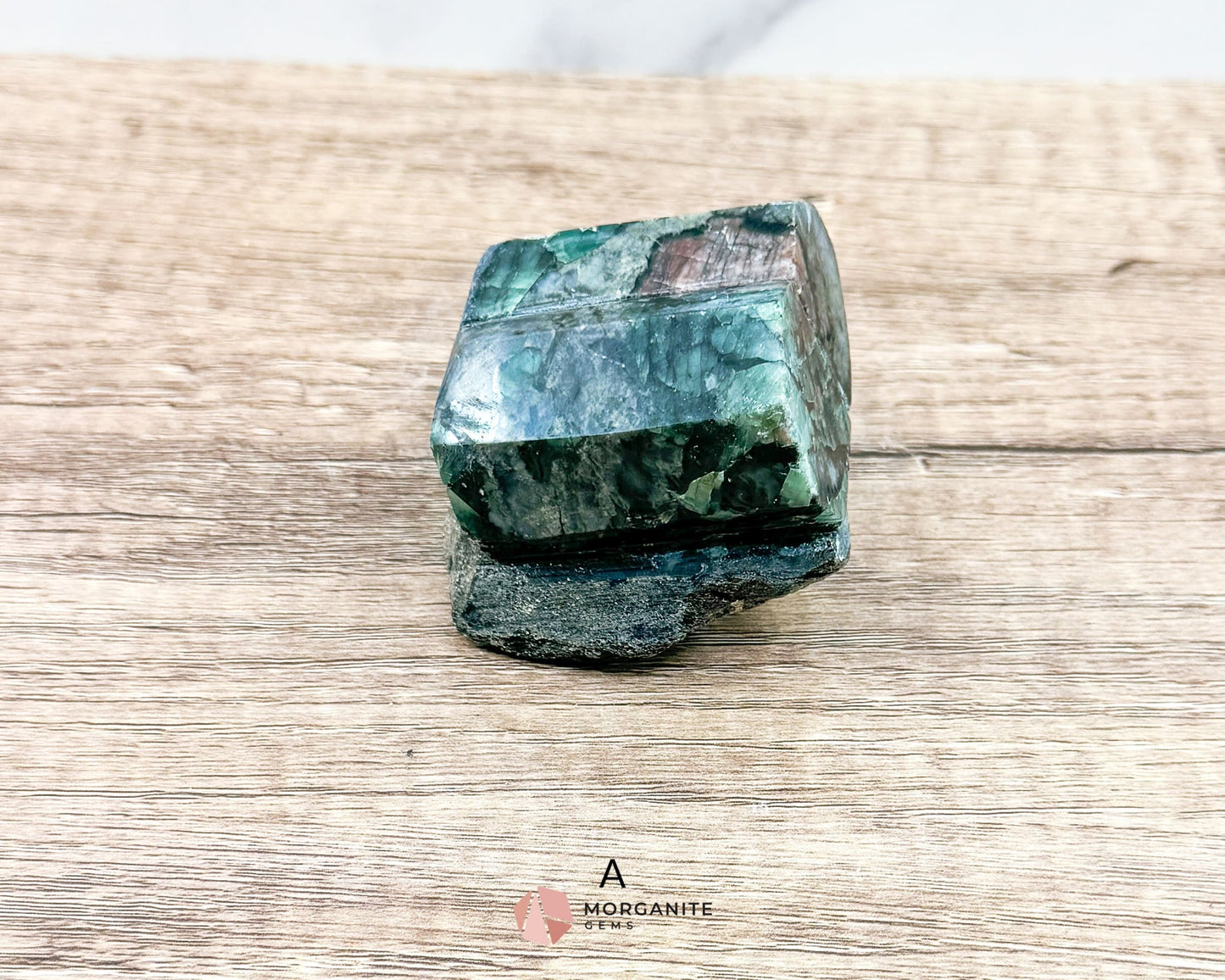 Semi-Polished Beryl Emerald in Feldspar and Biotite – Unique Mineral Specimen