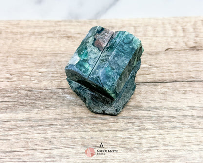Semi-Polished Beryl Emerald in Feldspar and Biotite – Unique Mineral Specimen