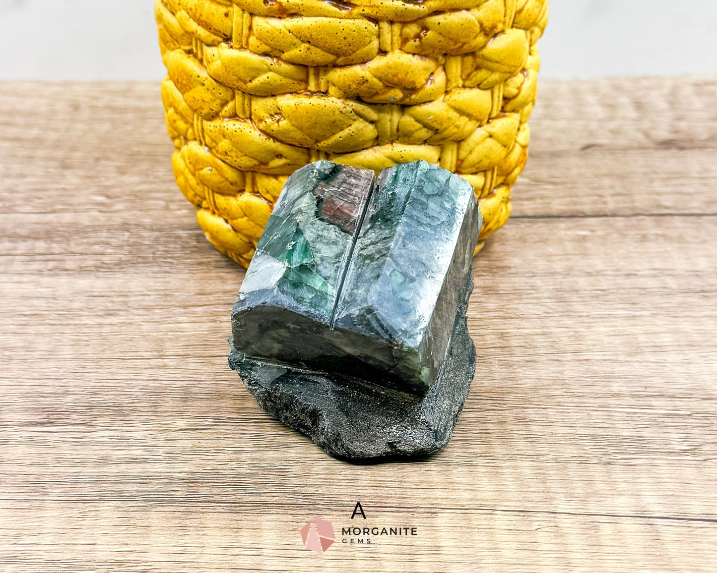 Semi-Polished Beryl Emerald in Feldspar and Biotite – Unique Mineral Specimen