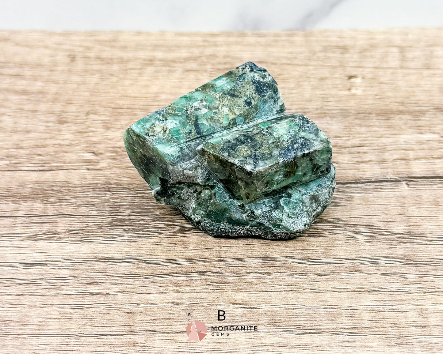 Semi-Polished Beryl Emerald in Feldspar and Biotite – Unique Mineral Specimen