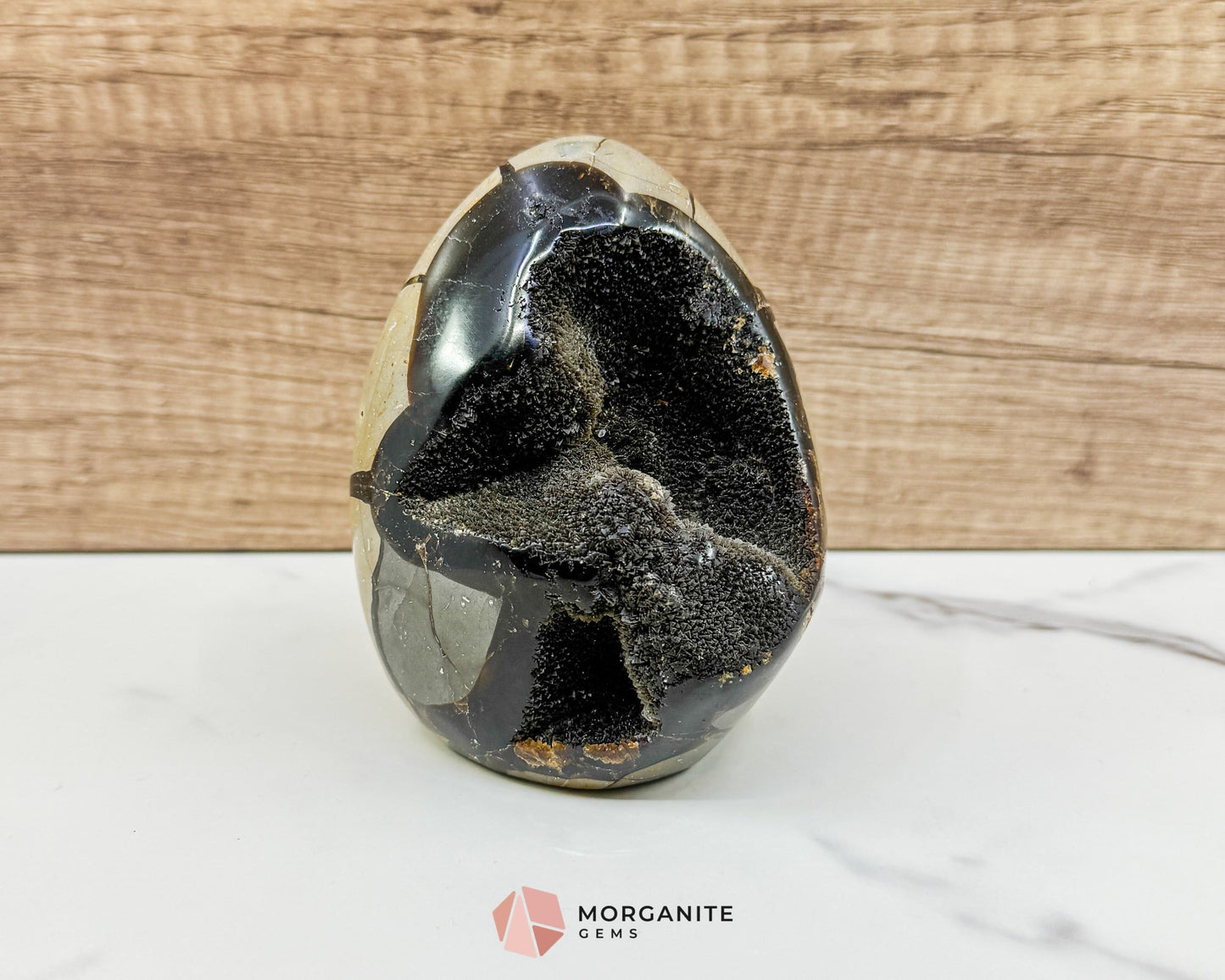 Septarian Dragon Egg Druzy Geode No. 1 – 4.2" × 3.3" × 3.1" | 1.83 lb Unique Crystal Specimen
