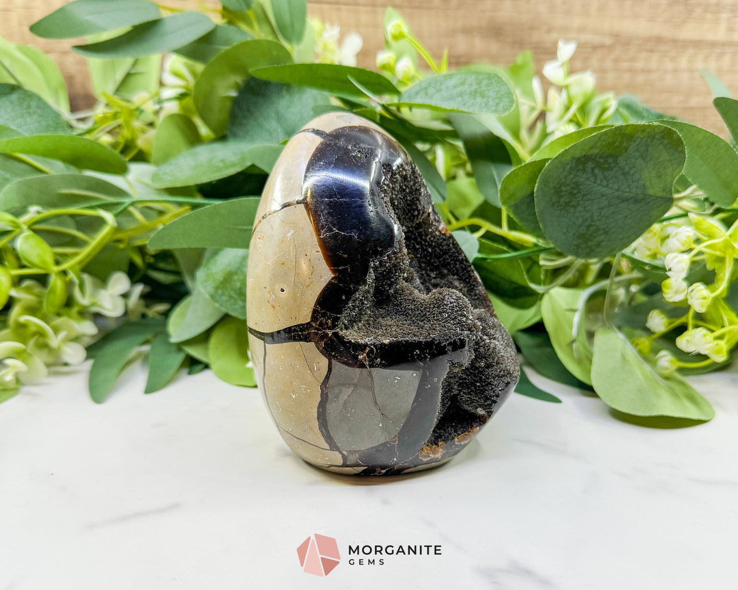 Septarian Dragon Egg Druzy Geode No. 1 – 4.2" × 3.3" × 3.1" | 1.83 lb Unique Crystal Specimen