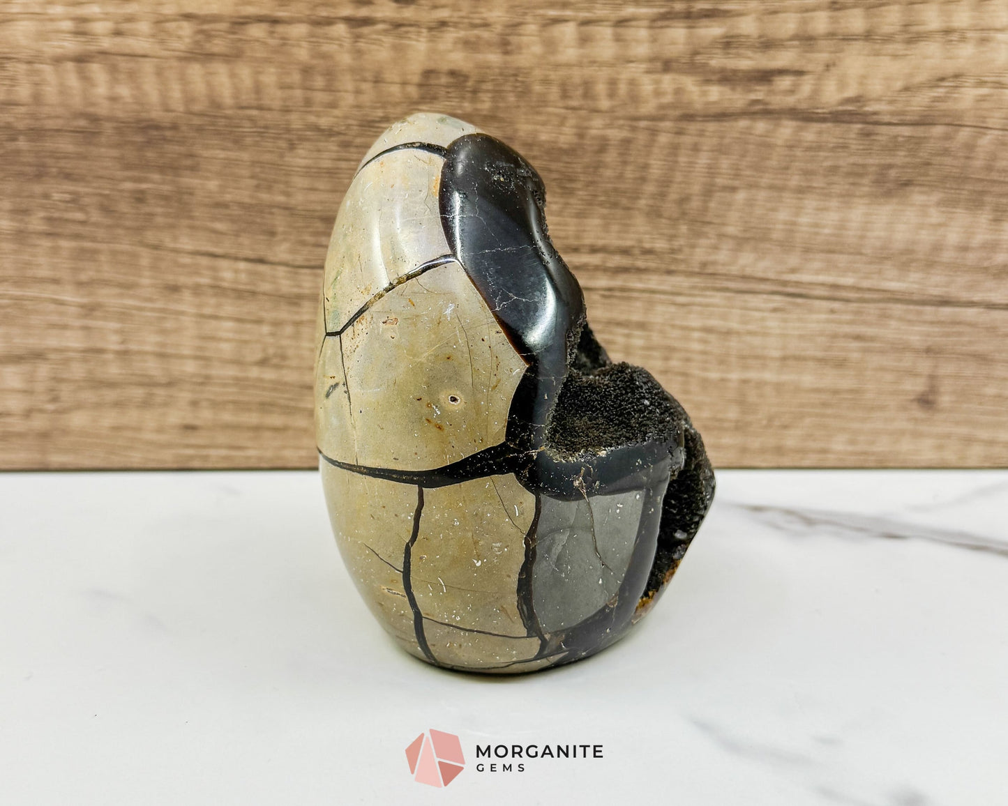 Septarian Dragon Egg Druzy Geode No. 1 – 4.2" × 3.3" × 3.1" | 1.83 lb Unique Crystal Specimen
