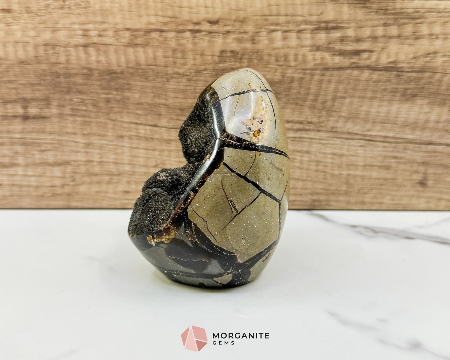 Septarian Dragon Egg Druzy Geode No. 1 – 4.2" × 3.3" × 3.1" | 1.83 lb Unique Crystal Specimen