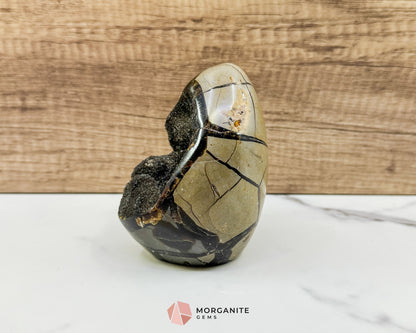 Septarian Dragon Egg Druzy Geode No. 1 – 4.2" × 3.3" × 3.1" | 1.83 lb Unique Crystal Specimen