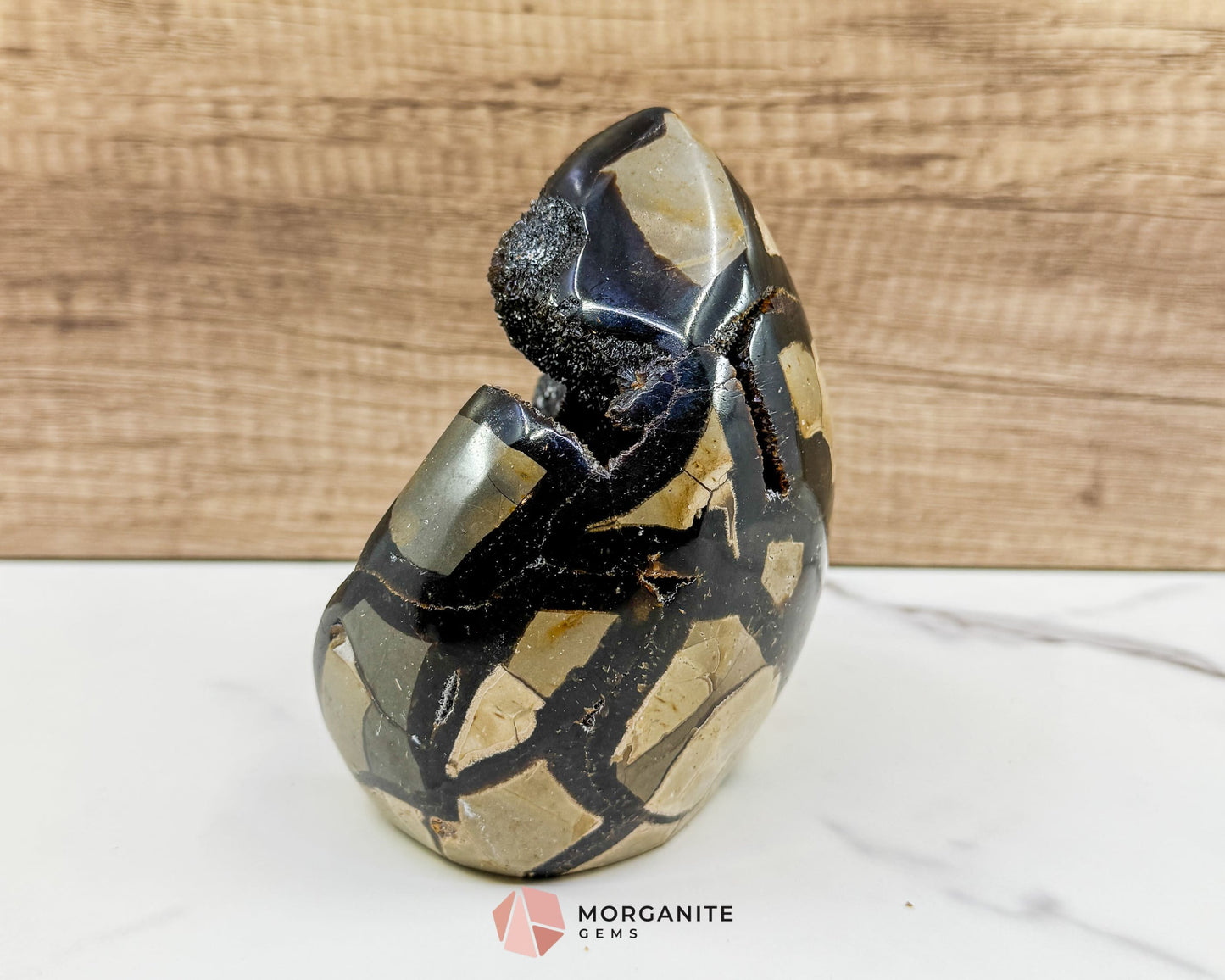 Septarian Dragon Egg Druzy Geode No. 2 – 4.8″ × 4.1″ × 2.8″ | 2.2 lb Earthy Crystal Specimen