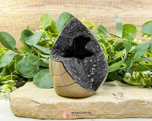 Septarian Dragon Egg Druzy Geode No. 3 – 6″ × 4.5″ × 3″ | 2.84 lb Statement Specimen