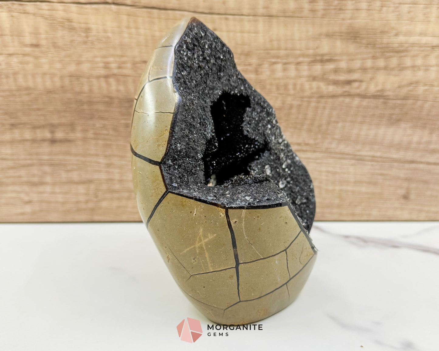 Septarian Dragon Egg Druzy Geode No. 3 – 6″ × 4.5″ × 3″ | 2.84 lb Statement Specimen