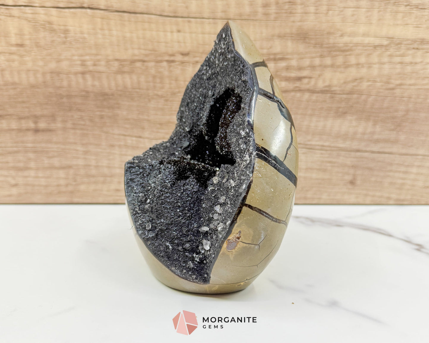 Septarian Dragon Egg Druzy Geode No. 3 – 6″ × 4.5″ × 3″ | 2.84 lb Statement Specimen