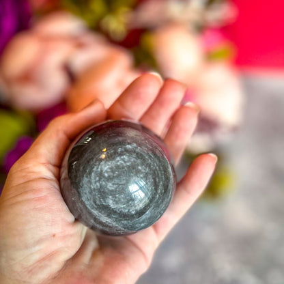 Silver Obsidian Crystal Spheres
