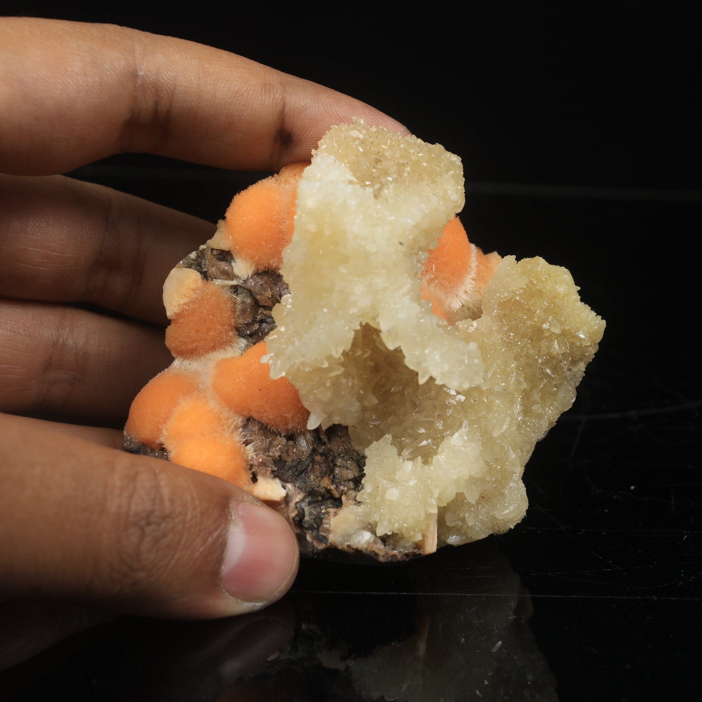 Thomsonite Orange Rare Find with Calcite Natural Mineral Specimen # B 6993