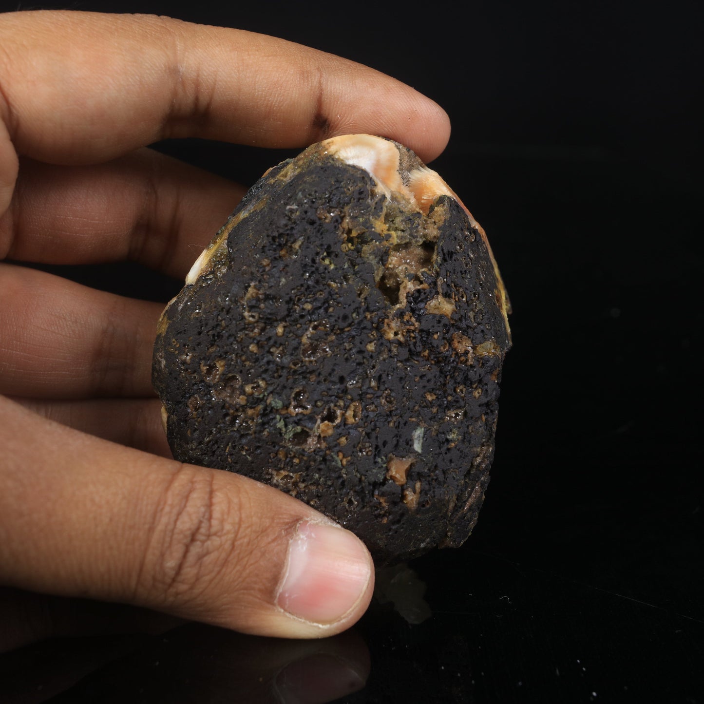 Thomsonite Orange Rare Find with Calcite Natural Mineral Specimen # B 7008