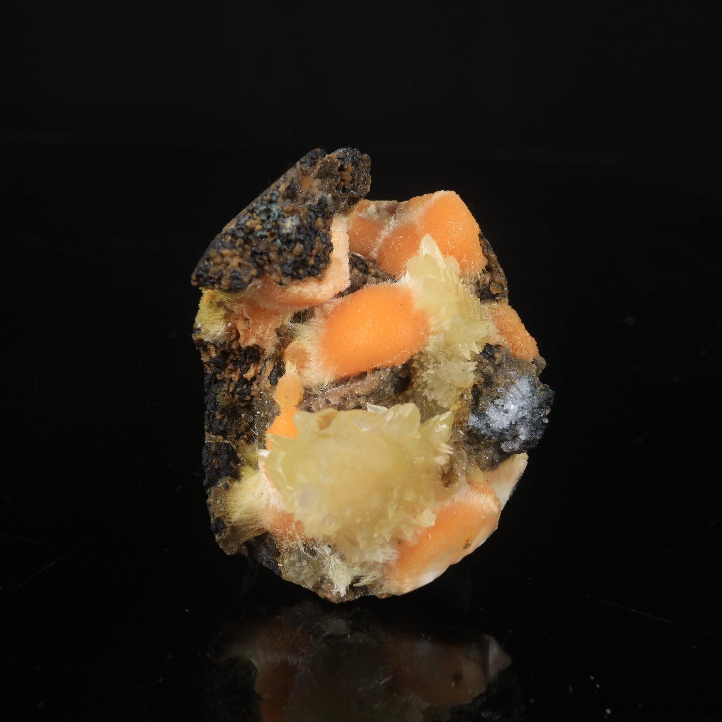 Thomsonite Orange Rare Find with Calcite Natural Mineral Specimen # B 7008