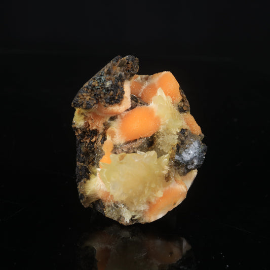 Thomsonite Orange Rare Find with Calcite Natural Mineral Specimen # B 7008