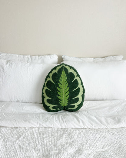 Tufted Calathea Medallion Leaf Pillow