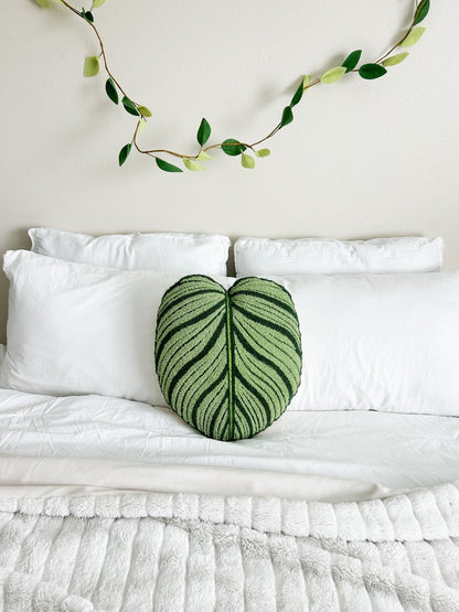 Tufted Calathea Orbifolia Leaf Pillow
